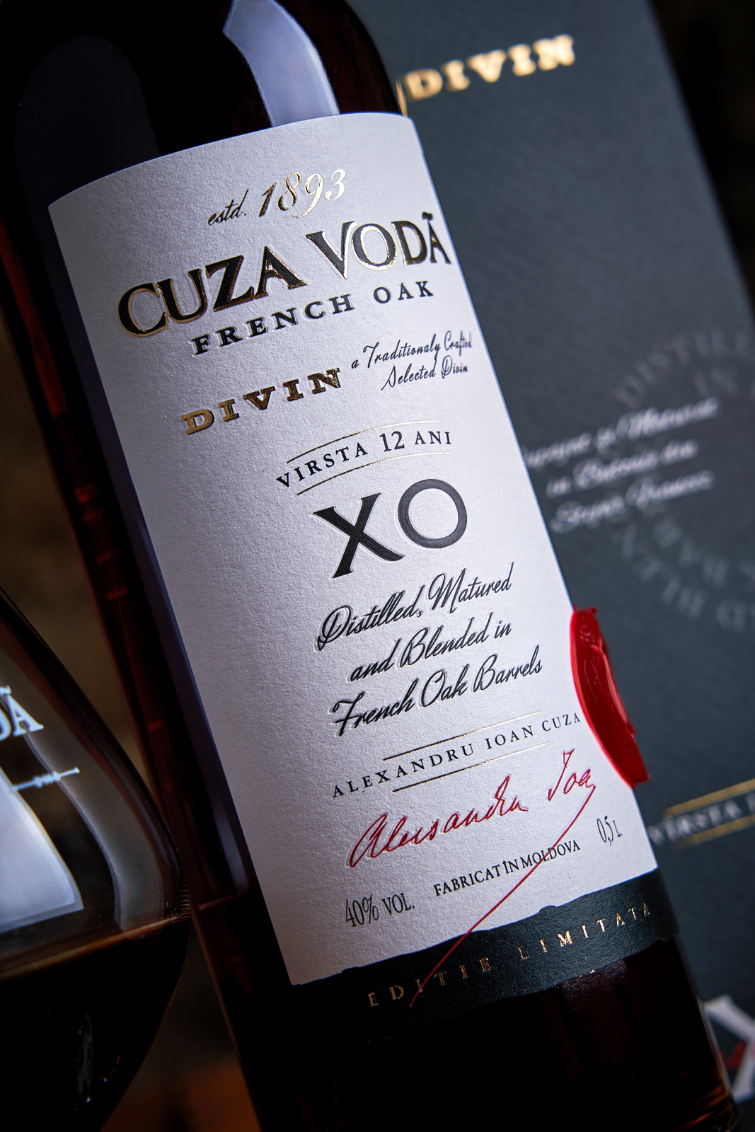 Cuza Voda French Oak Brandy Packaging Design