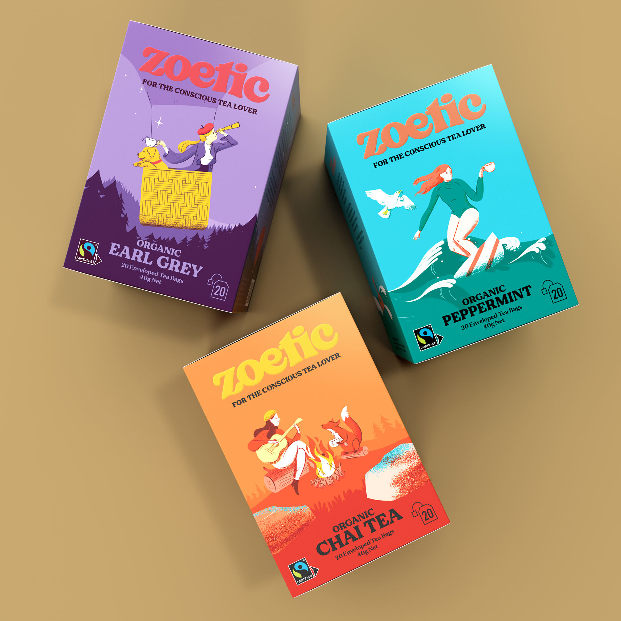 Zoetic Organic Teas Packaging Design