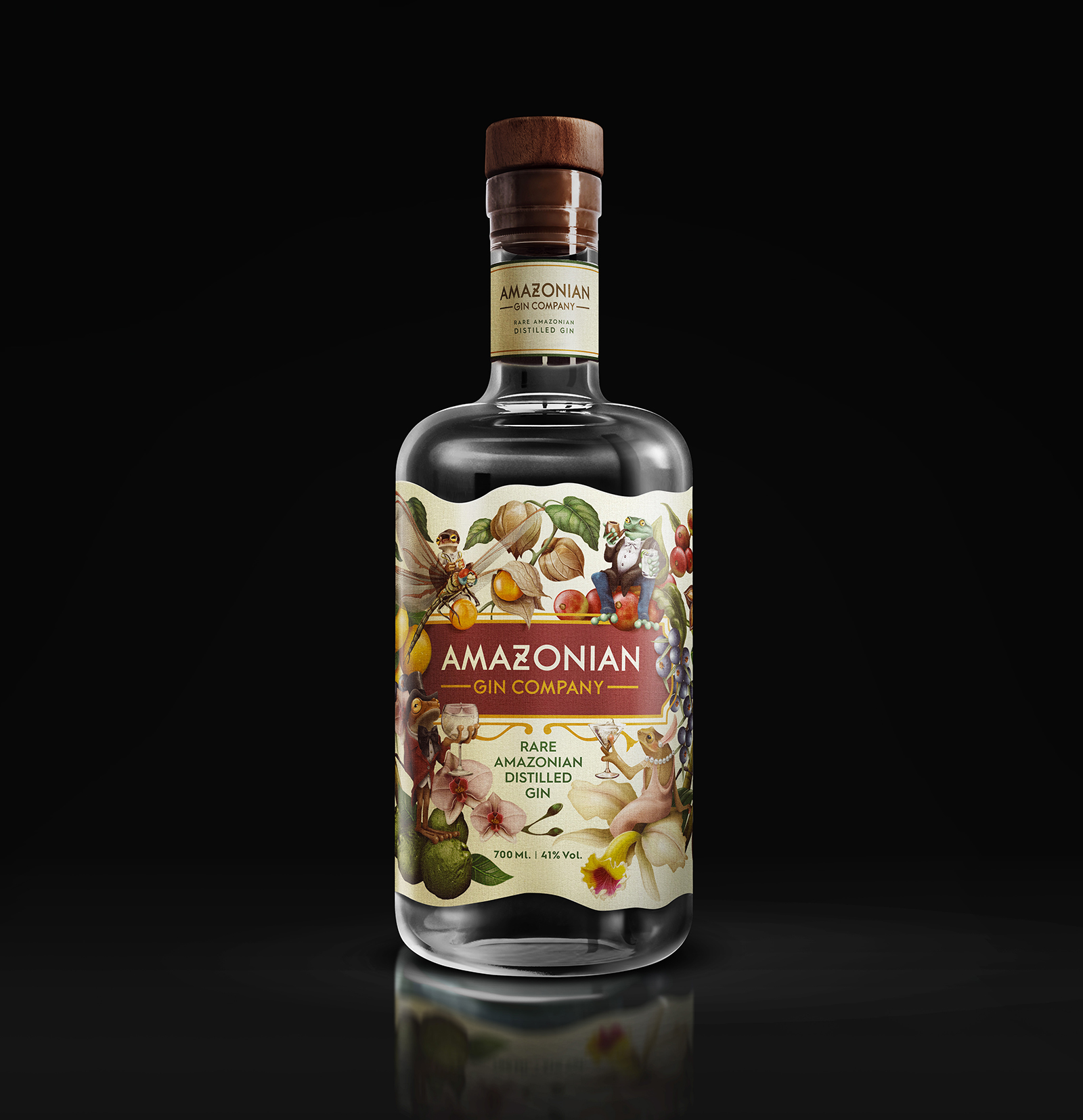 First Distilled Gin with Amazonian Fruits Features Unique Label Design