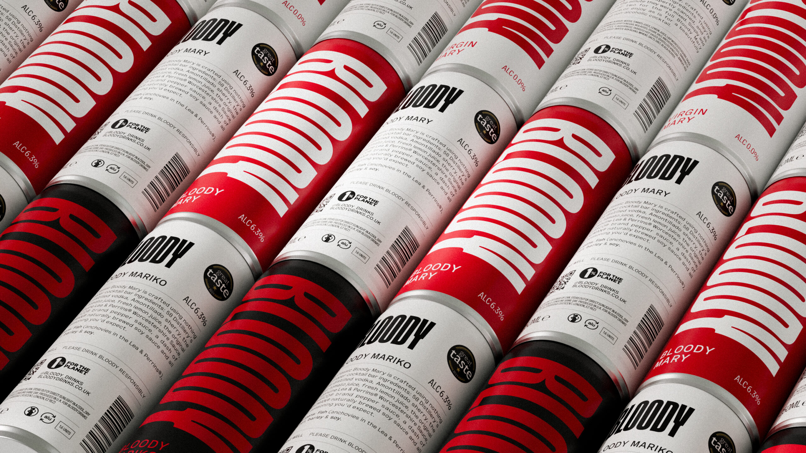 Bloody Drinks: Bold Packaging Design and Typography for a Striking Brand